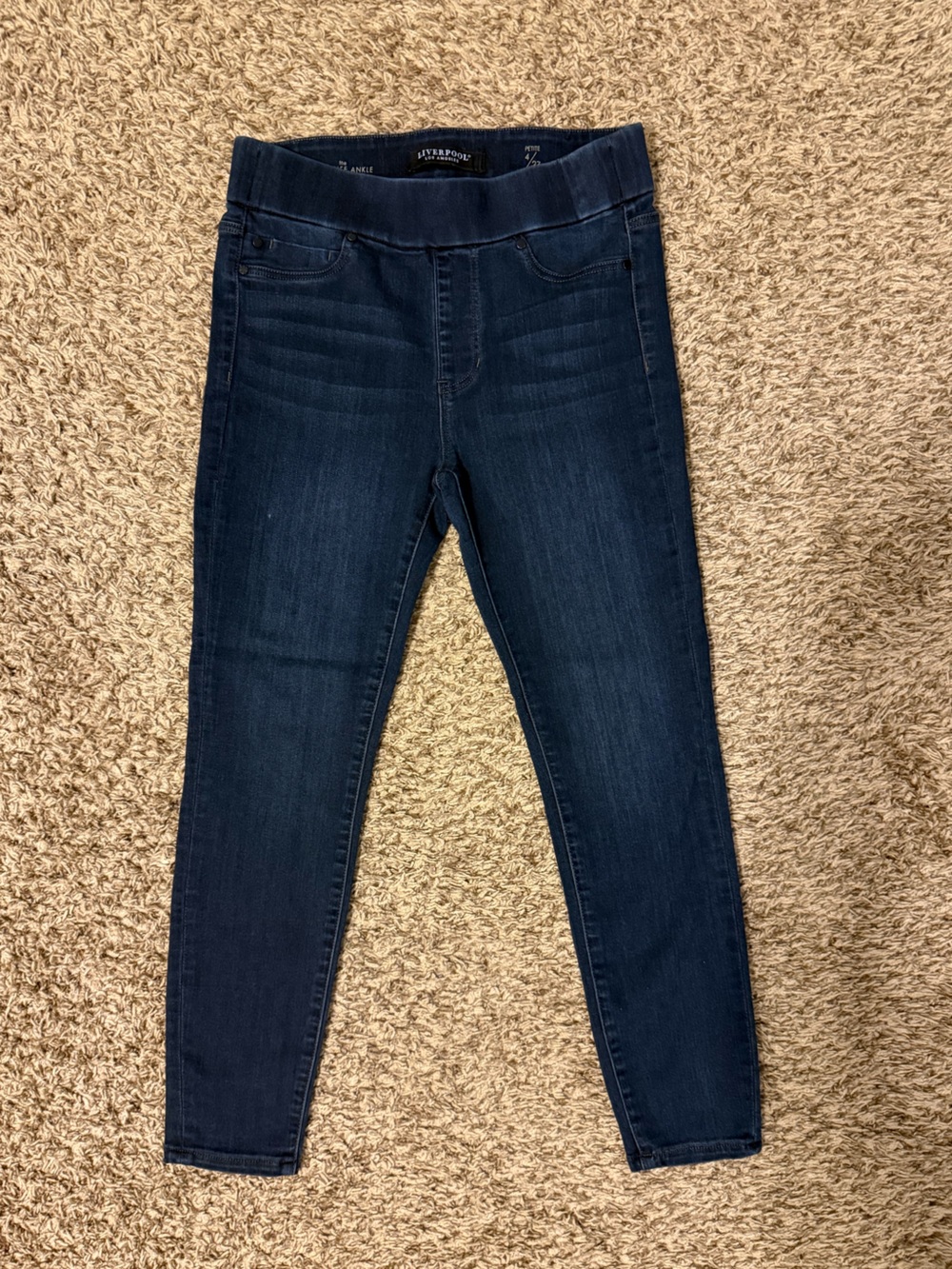 Liverpool Dark Indigo Pull-On Skinny Ankle Jeans